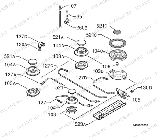 Взрыв-схема плиты (духовки) Electrolux EHG6761X - Схема узла Functional parts 267