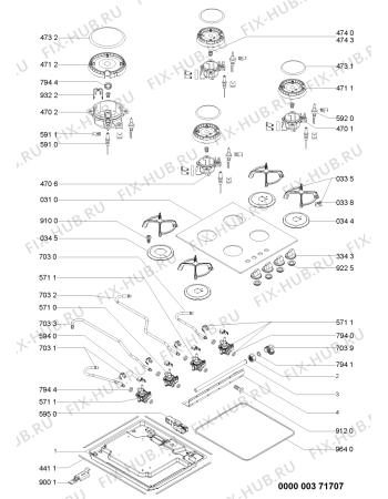 Схема №1 AKM 407 WH с изображением Затычка для плиты (духовки) Whirlpool 480121104199