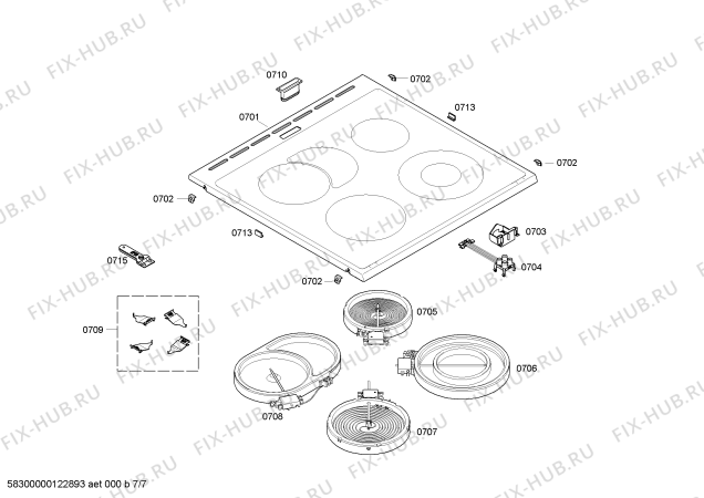 Взрыв-схема плиты (духовки) Siemens HL444502S - Схема узла 07