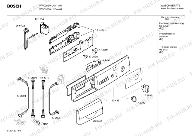 Схема №1 WFO2060IL Maxx WFO2060 с изображением Панель управления для стиральной машины Bosch 00434361