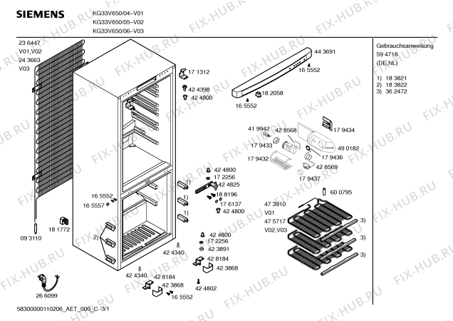 Схема №2 KG33V640 с изображением Инструкция по эксплуатации для холодильника Siemens 00594718