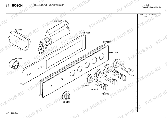 Взрыв-схема плиты (духовки) Bosch HGE620C - Схема узла 05