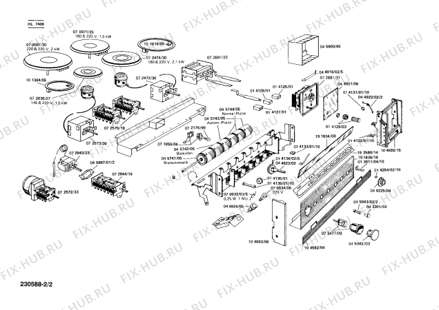 Взрыв-схема плиты (духовки) Siemens HL7406 - Схема узла 02