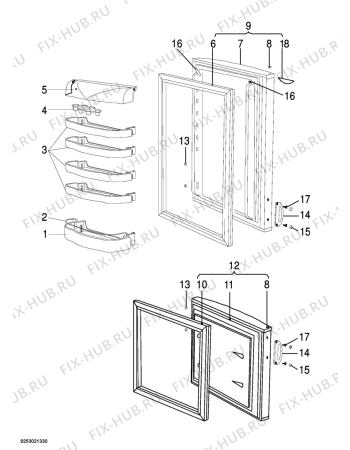 Взрыв-схема холодильника Zanussi ZRB37OA - Схема узла Door 003