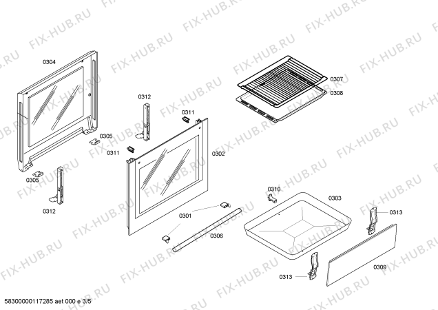 Взрыв-схема плиты (духовки) Siemens HG322500P - Схема узла 03