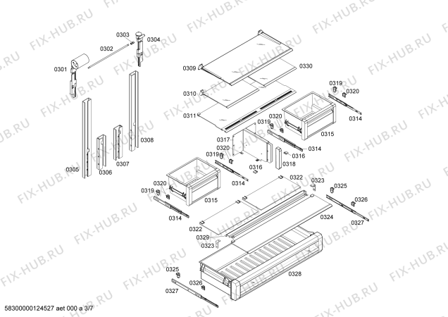Схема №1 T36IB70CSS с изображением Стеклопанель для холодильника Bosch 00244580