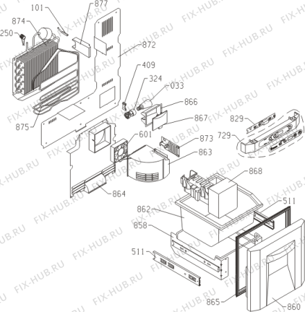 Схема №1 ZIBS240HSS (100797, HTFP1261) с изображением Вапорайзер для холодильника Gorenje 697970