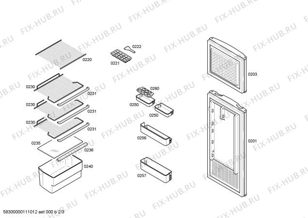 Схема №2 4FS614SLR с изображением Панель для холодильной камеры Bosch 00363306