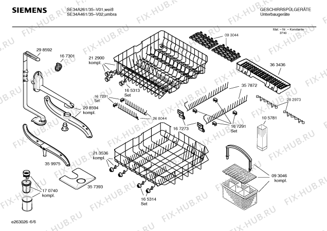 Взрыв-схема посудомоечной машины Siemens SE34A261 - Схема узла 06