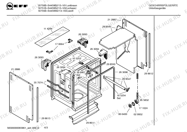 Схема №1 S4459N2 SI759B с изображением Инструкция по эксплуатации для электропосудомоечной машины Bosch 00500279