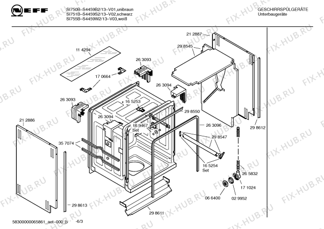 Схема №1 S4459S3 SI751C с изображением Вкладыш в панель для посудомойки Bosch 00361005