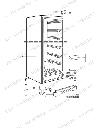 Взрыв-схема холодильника Electrolux EUF2908 - Схема узла C10 Cabinet