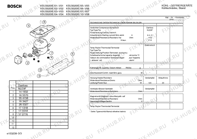 Взрыв-схема холодильника Bosch KSU3020IE - Схема узла 03