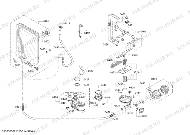 Взрыв-схема посудомоечной машины Siemens SR656X00TD, Exclusiv, Made in Germany - Схема узла 05