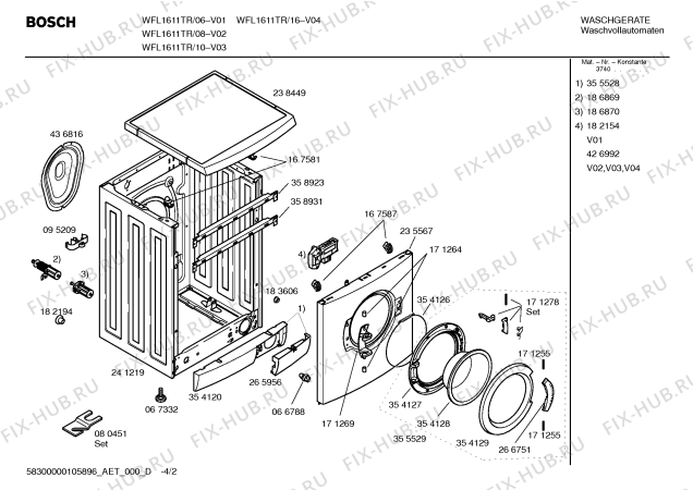 Схема №1 WFL1611TR Maxx WFL1611 с изображением Инструкция по эксплуатации для стиралки Bosch 00590518