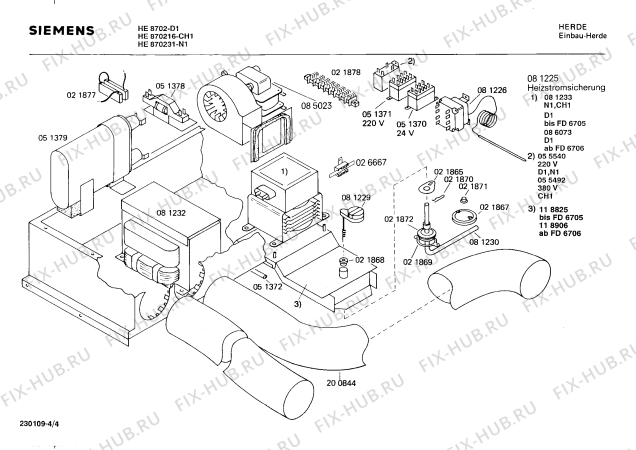 Взрыв-схема плиты (духовки) Siemens HE870216 - Схема узла 04