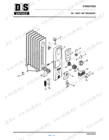 Схема №1 RD 2401TF с изображением Блок управления для электрообогревателя DELONGHI 5985002300