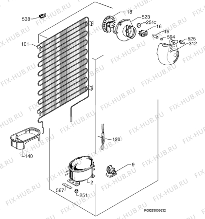 Взрыв-схема холодильника Zanussi ZD25/6D4 - Схема узла Cooling system 017