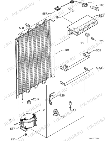 Взрыв-схема холодильника Privileg 779585_40172 - Схема узла Cooling system 017