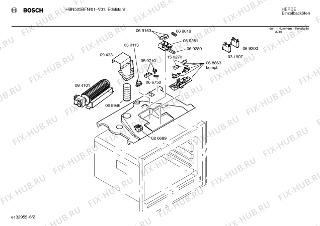 Схема №1 HBN525BFN с изображением Инструкция по эксплуатации для электропечи Bosch 00522826