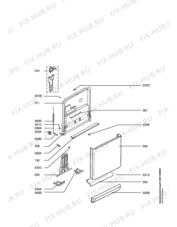 Взрыв-схема посудомоечной машины Electrolux ESF6220 - Схема узла Door 003