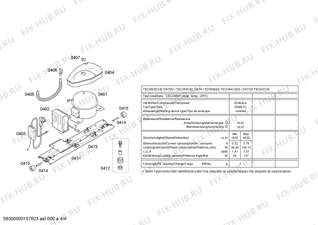 Взрыв-схема холодильника Bosch KGN36G75 - Схема узла 04