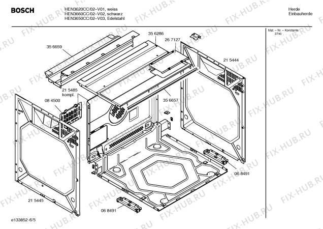 Схема №3 HEN3660CC с изображением Инструкция по эксплуатации для плиты (духовки) Bosch 00528438