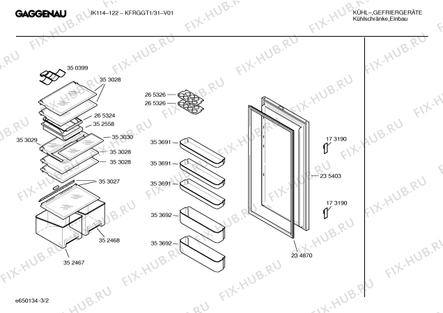 Схема №1 KFRGGT1 -IK114-122 с изображением Инструкция по эксплуатации Gaggenau для холодильника Bosch 00523393
