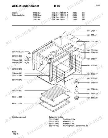 Взрыв-схема плиты (духовки) Aeg 5120B-D - Схема узла Section1