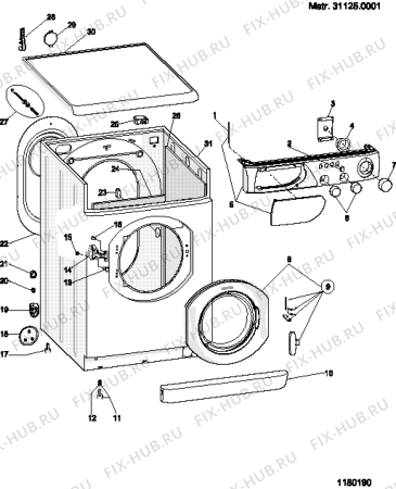 Взрыв-схема стиральной машины Ariston AV51EO (F030498) - Схема узла