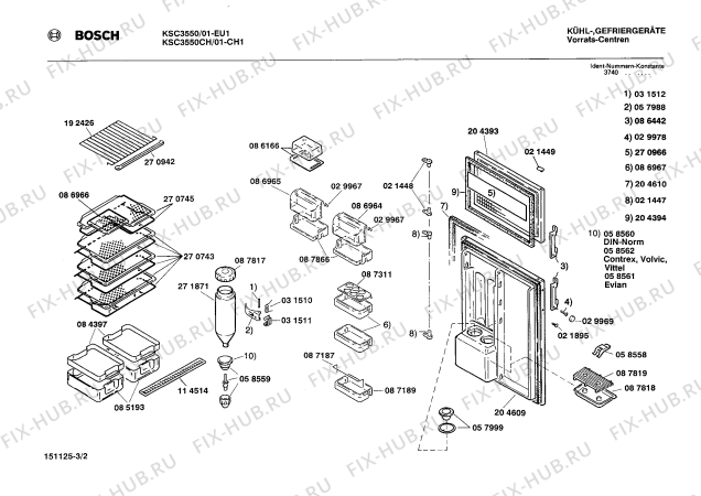 Взрыв-схема холодильника Bosch KSC3550CH - Схема узла 02