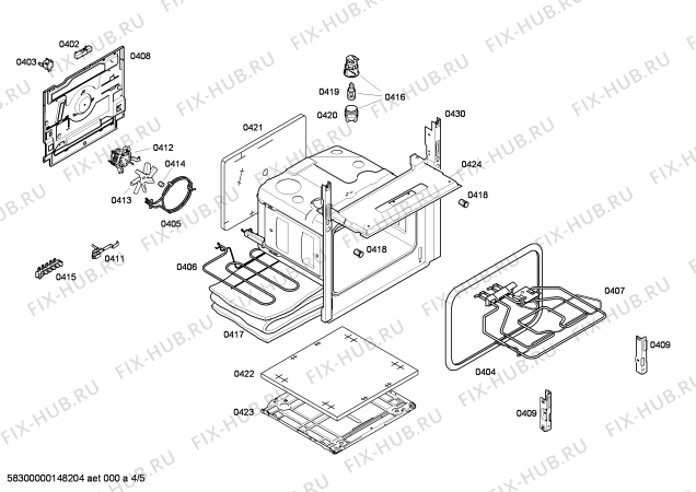 Взрыв-схема плиты (духовки) Bosch HCE744220B - Схема узла 04