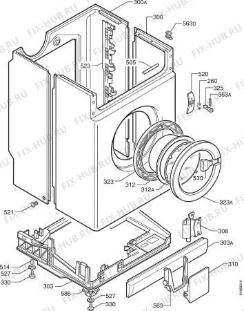 Взрыв-схема стиральной машины Zanussi WDS1012 - Схема узла Cabinet + armatures