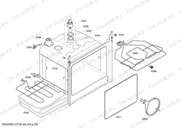 Взрыв-схема плиты (духовки) Bosch HBN230551A - Схема узла 03