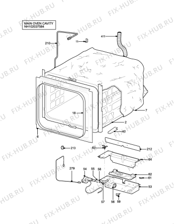 Взрыв-схема плиты (духовки) Parkinson Cowan SIG330WL (SONATA) - Схема узла H10 Main Oven Cavity (large)