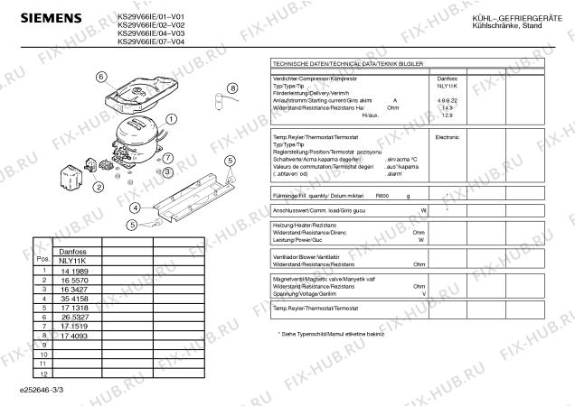 Взрыв-схема холодильника Siemens KS29V66IE - Схема узла 03