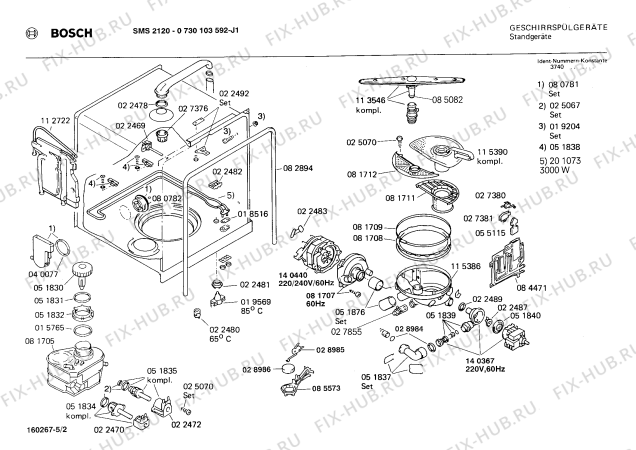 Взрыв-схема посудомоечной машины Bosch 0730103592 SMS2120JJ - Схема узла 02