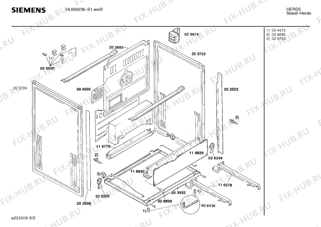 Схема №3 HL660231 с изображением Стеклокерамика для духового шкафа Siemens 00203931