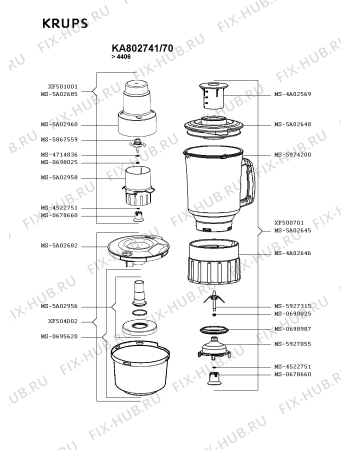 Взрыв-схема кухонного комбайна Krups KA802741/70 - Схема узла NP003141.5P3