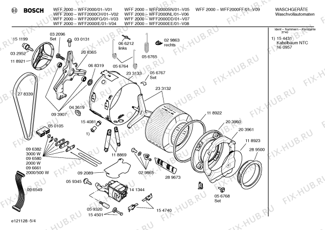 Схема №2 WFF2080DD EXCLUSIV F 1000 с изображением Таблица программ для стиралки Bosch 00518020