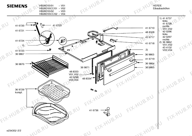 Взрыв-схема плиты (духовки) Siemens HB28D55 - Схема узла 02
