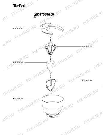 Взрыв-схема кухонного комбайна Tefal QB317538/900 - Схема узла FP005898.3P2