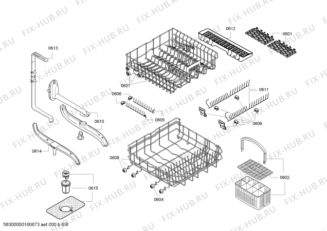 Схема №1 SGV46M13RU с изображением Набор кнопок для посудомойки Bosch 00624802