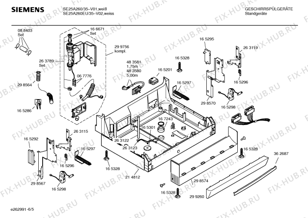 Взрыв-схема посудомоечной машины Siemens SE25A260EU Star Collection - Схема узла 05