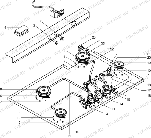 Взрыв-схема плиты (духовки) Indesit P75V1 (F015897) - Схема узла