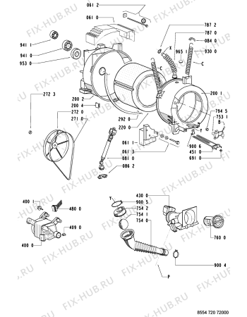 Схема №1 WAS 4540/3 с изображением Ручка (крючок) люка для стиралки Whirlpool 481249818343