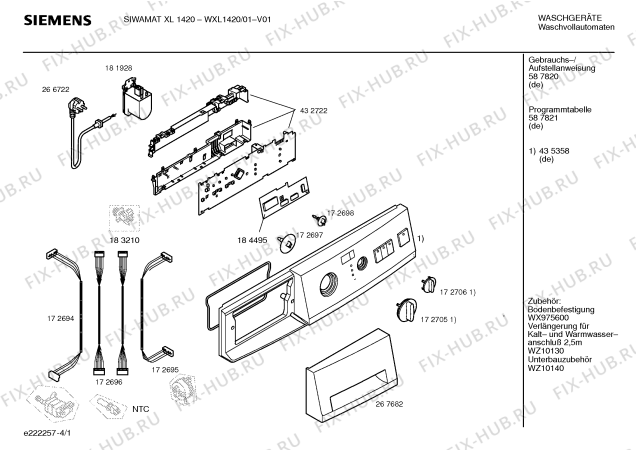 Схема №2 WXL1420 SIWAMAT XL 1420 с изображением Инструкция по установке и эксплуатации для стиралки Siemens 00587820