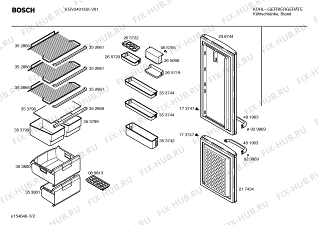 Схема №2 KGV2422 с изображением Дверь морозильной камеры для холодильной камеры Bosch 00217434