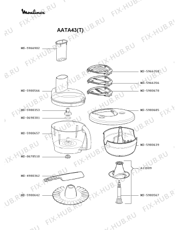 Взрыв-схема кухонного комбайна Moulinex AATA43(T) - Схема узла IP002403.0P3