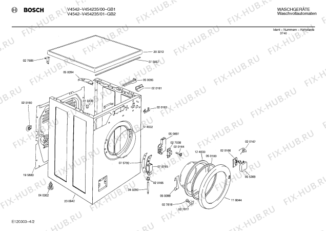 Взрыв-схема стиральной машины Bosch V454235 V4542 - Схема узла 02